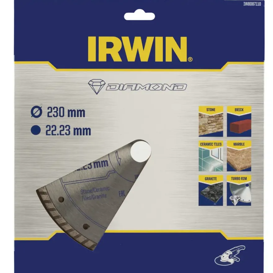 Irwin diamantschijf voor haakse slijper Ø230 mm. Voor kermamiek.