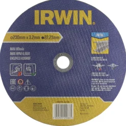 Irwin doorslijpschijf Ø230 mm. Dikte 3 mm. Voor metaal.