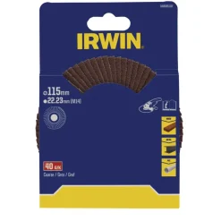 Irwin lamellenschuurschijf voor haakse slijper Ø 115 mm korrelgrootte K40.