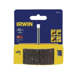 Irwin lamellenschuurwiel voor (accu)boormachine. Ø80 mm. Lengte 30 mm. Korrel 80.