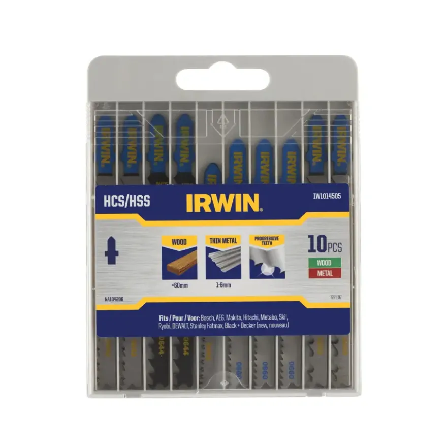 Irwin Pro decoupeerzaagbladenset T-aansluiting voor hout / metaal - 10-delig