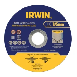 Irwin Pro doorslijpschijven Ø125 mm. Dikte 1.2 mm. Voor metaal. 10 stuks in blik.