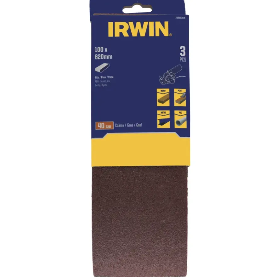 Irwin schuurband 100 x 620 mm K40, 3 stuks