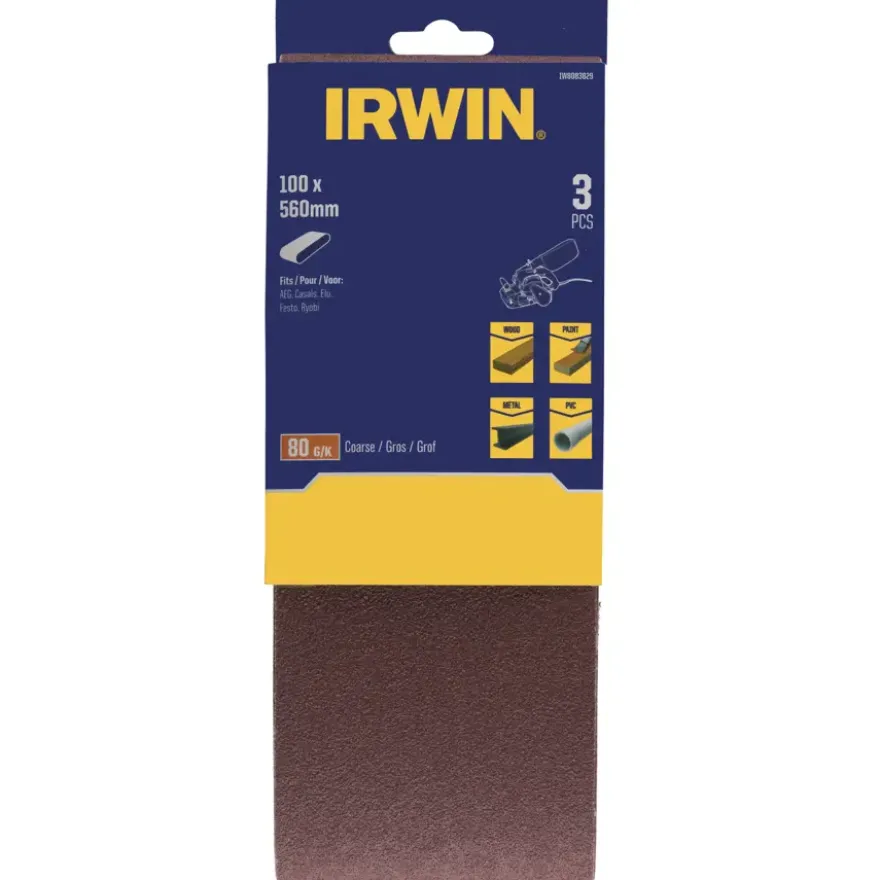 Irwin schuurband 100 x 560 mm K80 voor AEG, 3 stuks