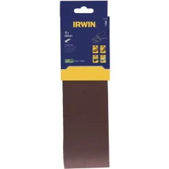 Irwin schuurband 75 x 533 mm K150 voor bandschuurmachines van bijv. Bosch en LUX, 3 stuks