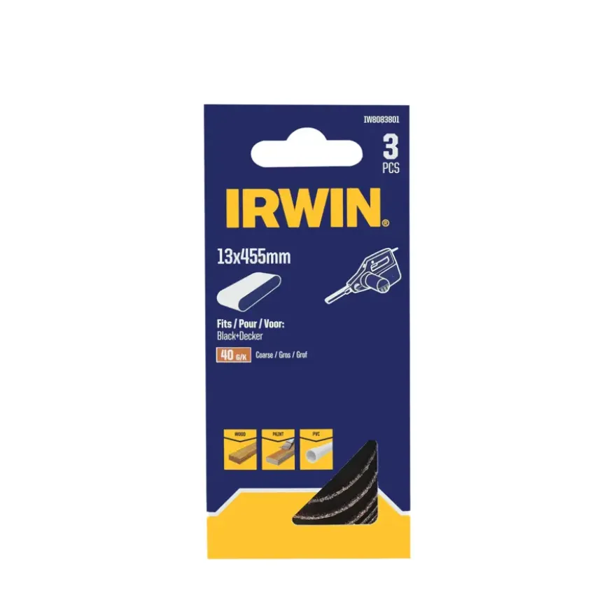 Irwin schuurband 13 x 455 mm K40 voor B+D Powerfile KA900, 3 stuks