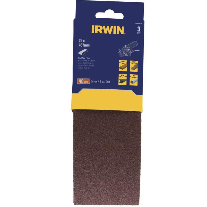 Irwin schuurband 75 x 457 mm K40 voor B+D KA86/88, 3 stuks