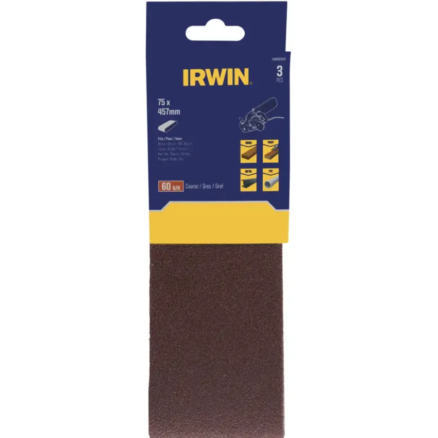 Irwin schuurband 75 x 457 mm K60 voor B+D KA86/88, 3 stuks