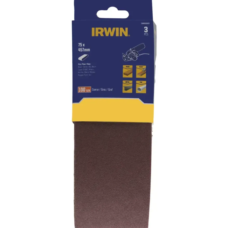 Irwin schuurband 75 x 457 mm K100 voor B+D KA86/88, 3 stuks