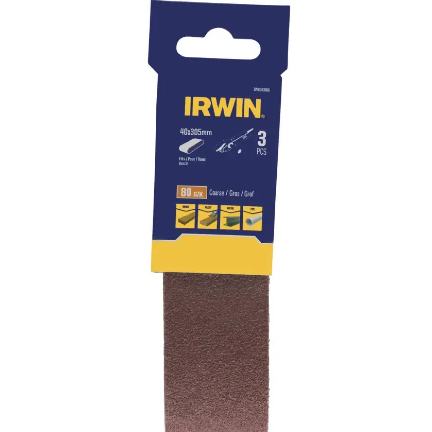 Irwin schuurband 40 x 305 mm K80 voor Bosch PVS280/301, 3 stuks