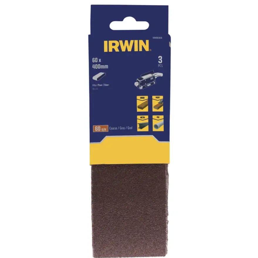 Irwin schuurband 60 x 400 mm K60 voor Bosch PBS60, 3 stuks