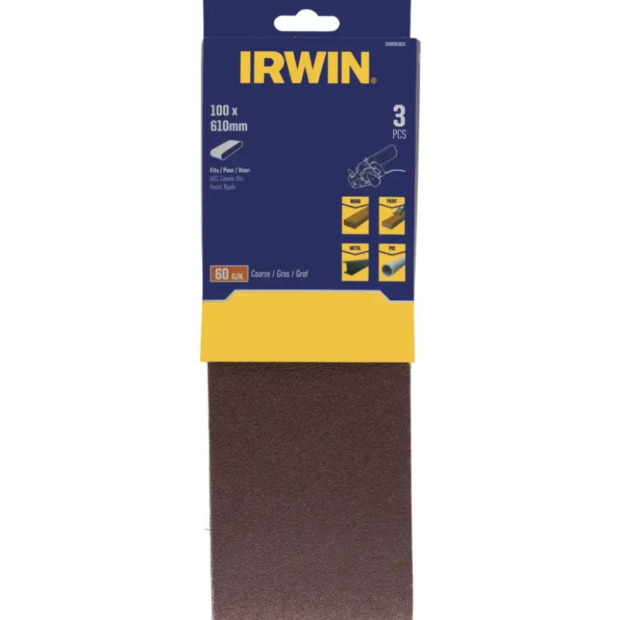 Irwin schuurband 100 x 610 mm K60 voor Makita, 3 stuks