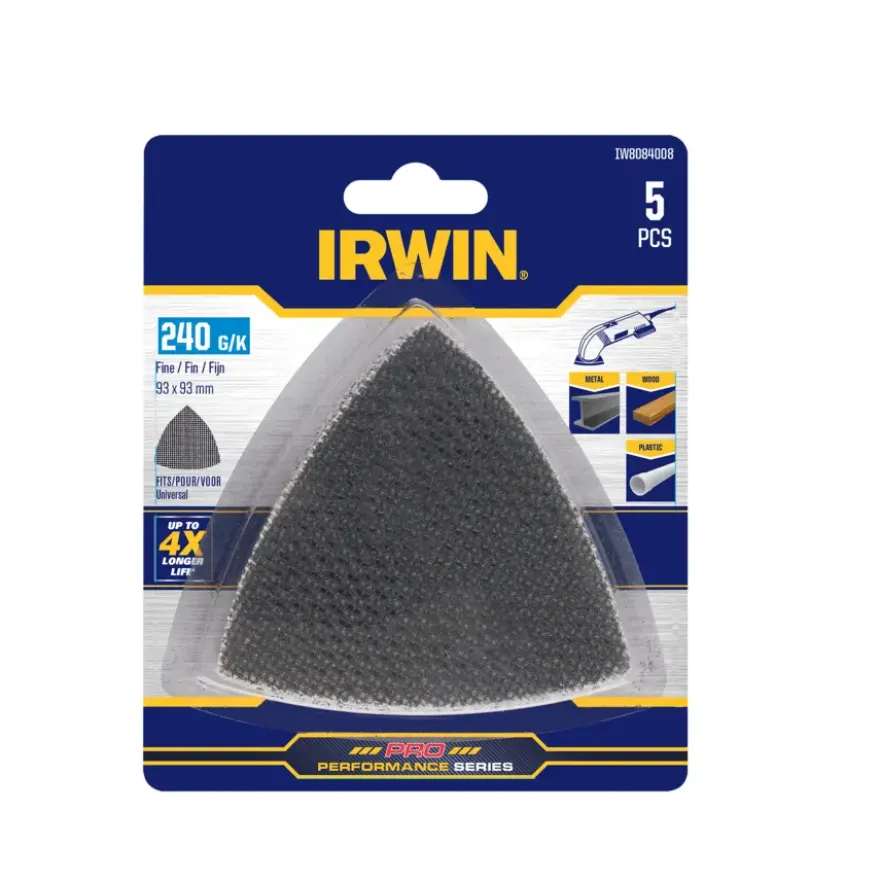 Irwin schuurgaas driekhoek 95 x 95 mm zelfhechtend K240, 5 stuks