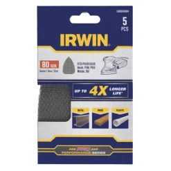 Irwin schuurgaas voor multischuurmachines Bosch PSM, Skil, Lux, Metabo, zelfklevend K80, 5 stuks