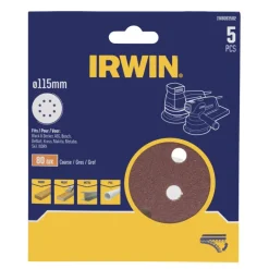 Irwin schuurschijf rond Ø115 mm zelfhechtend K80, 5 stuks