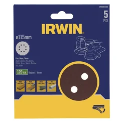 Irwin schuurschijf rond Ø115 mm zelfhechtend K120, 5 stuks