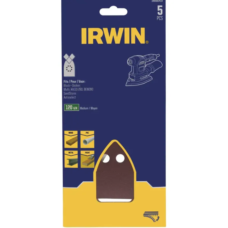 Irwin schuurvel voor B+D Multischuurmachine zelfklevend K120, 5 stuks