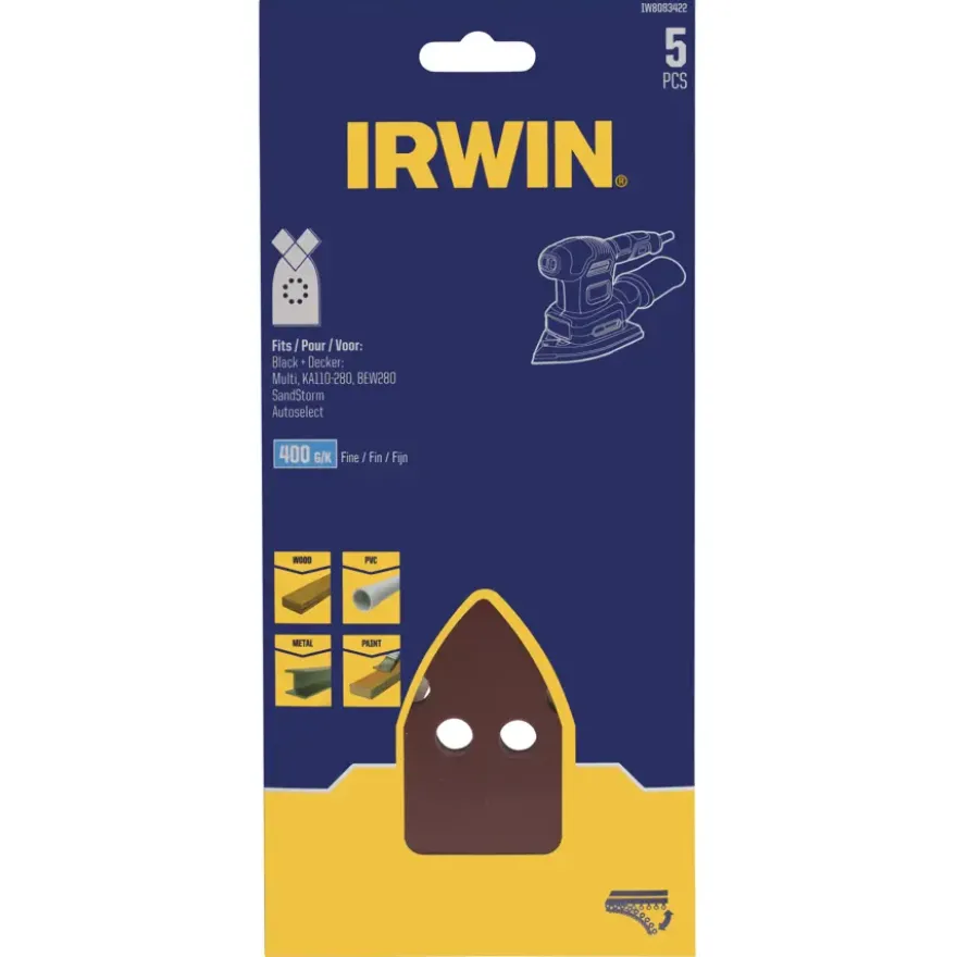 Irwin schuurvel voor B+D Multischuurmachine zelfklevend K400, 5 stuks