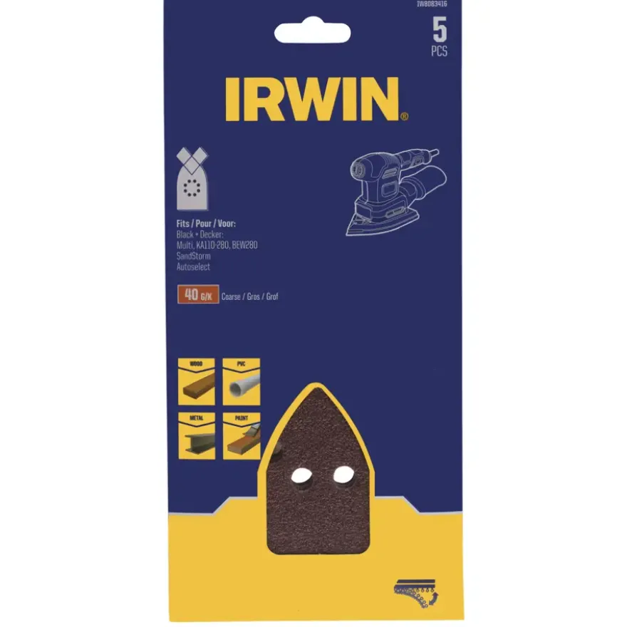 Irwin schuurvel voor B+D Multischuurmachine zelfklevend K40, 5 stuks