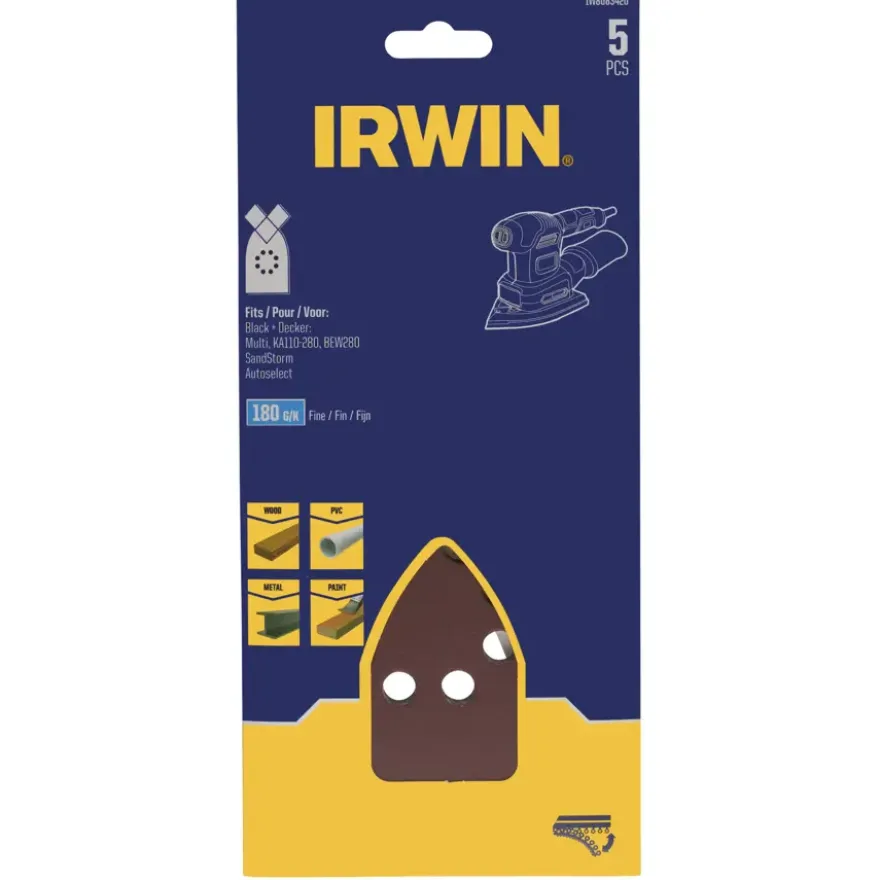 Irwin schuurvel voor B+D Multischuurmachine zelfklevend K180, 5 stuks