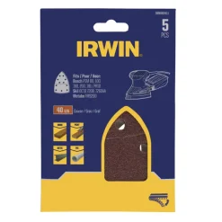 Irwin schuurvel voor multischuurmachines Bosch PSM, Skil, Lux, Metabo, zelfklevend K40, 5 stuks