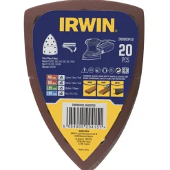 Irwin schuurvel voor multischuurmachines Bosch PSM, Skil, Lux, Metabo, zelfklevend K40/K80/K120/K180, 20 stuks
