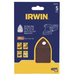 Irwin schuurvel voor multischuurmachines Bosch PSM, Skil, Lux, Metabo, zelfklevend K80, 5 stuks