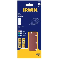 Irwin schuurvel 190 x 93 mm K80/K120/K240 zelfhechtend, met perforatie voor B+D, 10 stuks.