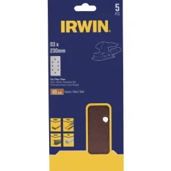 Irwin schuurvel 230 x 93 mm K60 voor klembevestiging, met perforatie voor B+D, 5 stuks.