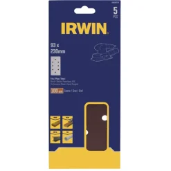 Irwin schuurvel 230 x 93 mm K100 voor klembevestiging, met perforatie voor B+D, 5 stuks.