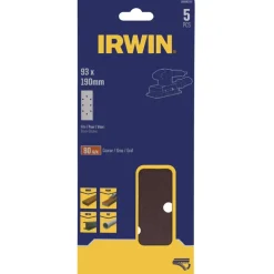 Irwin schuurvel 190 x 93 mm K80 zelfhechtend, met perforatie voor B+D, 5 stuks.
