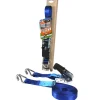 Jumbo spanband blauw 25mm met rubberen ratel voor extra grip en J haken 500 cm