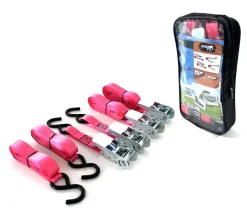 Jumbo spanbanden set met S-haken en eindloos - roze - 4 stuks