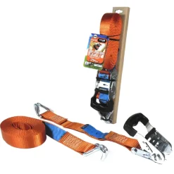 Jumbo spanband oranje 38mm met rubberen ratel voor extra grip en J haken 600 cm