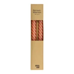 Kaars spiraal lichtroze 25 cm - set van 2