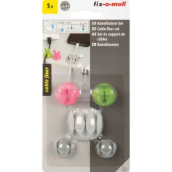 Kabelhouders BUNNY zelfklevend 4 kleuren 5 stuks