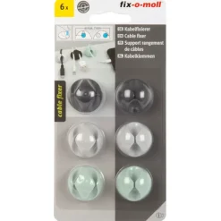 Kabelhouders zelfklevend 3 kleuren 28x15mm - 6 stuks