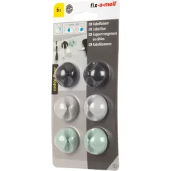 Kabelhouders zelfklevend 3 kleuren 28x15mm - 6 stuks