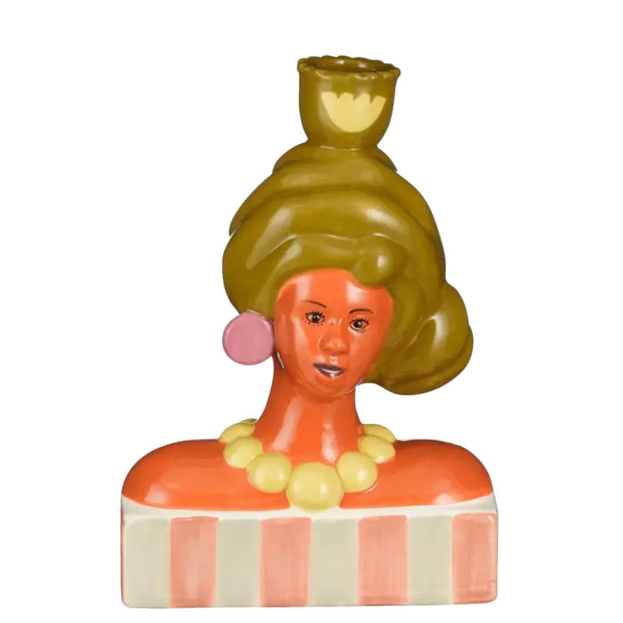 Kandelaar vrouw roze - l15xb8xh21cm