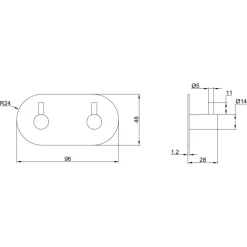 Kapstok 2 haken Milo zwart ijzer 95 mm 2 stuks