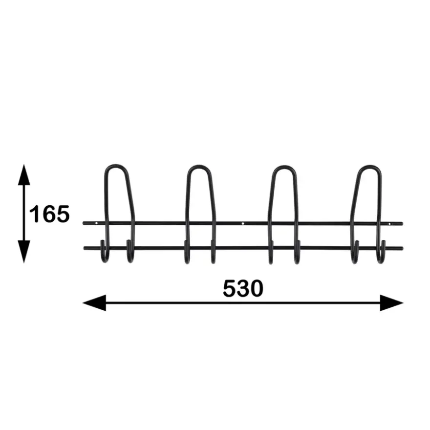 Kapstok 8 haken Ursela zwart zamak 530 mm