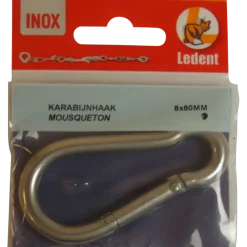 Karabijnhaak RVS 80 mm 1 stuk