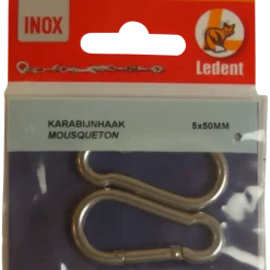 Karabijnhaak RVS 50 mm 2 stuks
