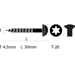 KARWEI afdichtschroef 4,5x50 mm (15 stuks)