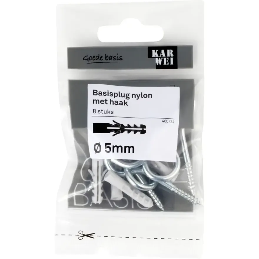 KARWEI Basisplug 5x25mm + haak 4x50mm 8ST