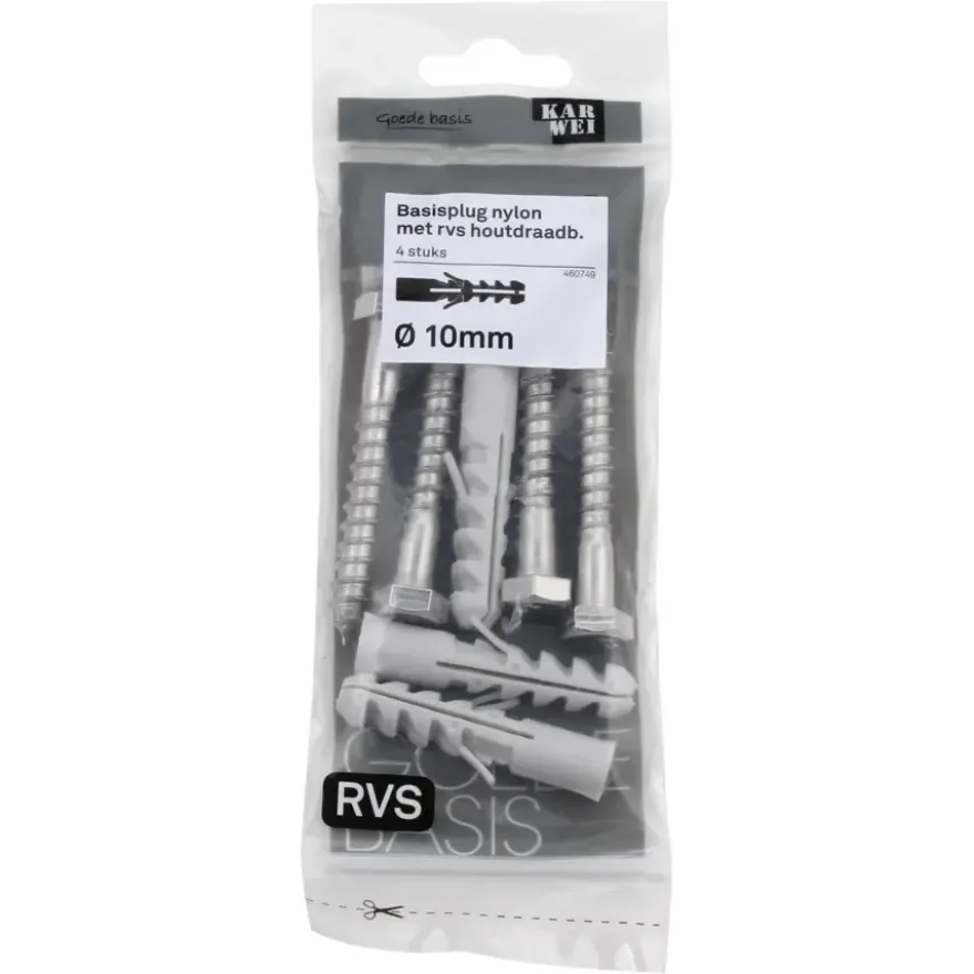 KARWEI Basisplug 10x50mm+hdb 8x60mm RVS 4ST