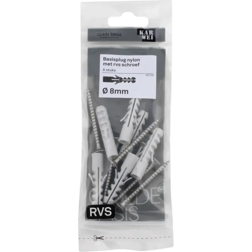 KARWEI Basisplug 8x40mm + uni 5x50mm RVS 6ST