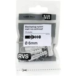 KARWEI Basisplug 6x30mm+uni 4x45 RVS 10ST