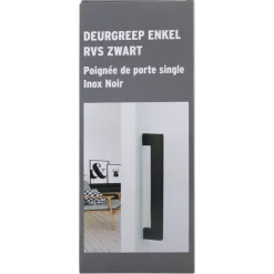 Karwei deurgreep enkel Eddy zwart RVS
