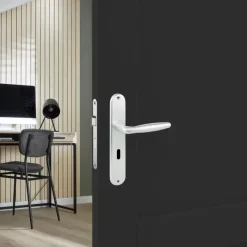 Karwei deurkruk set Antonio ovaal schild sleutelgat 56 mm aluminium
